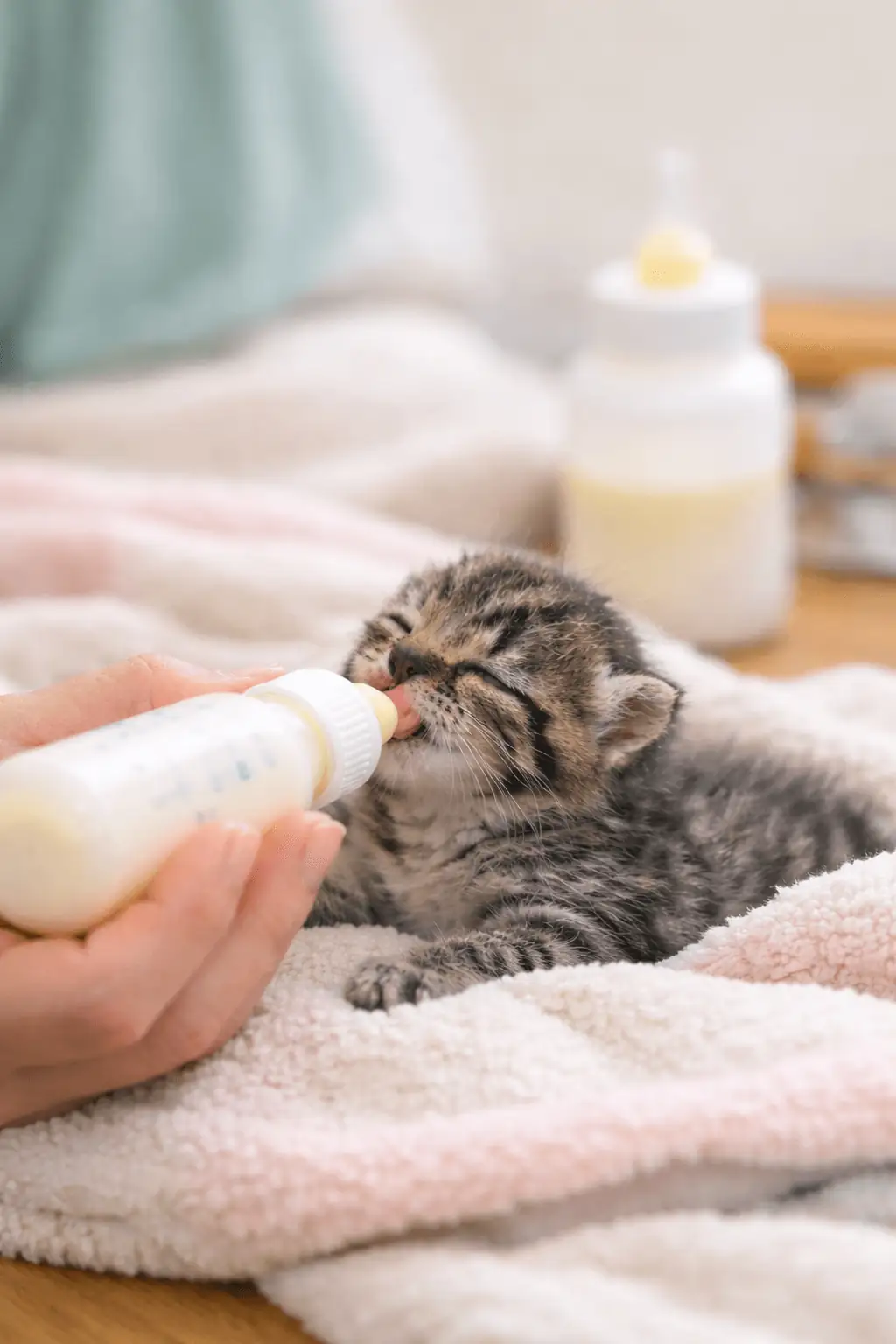 子猫がミルクを飲んでいる様子